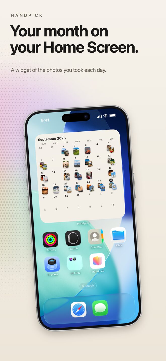Calendar widget: your month on your Home Screen.